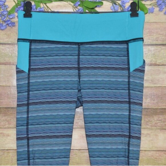 Lululemon Pace Rival Blue Space Dye Pull On Workout Athletic Crop Legging Size 6 - Picture 2 of 10